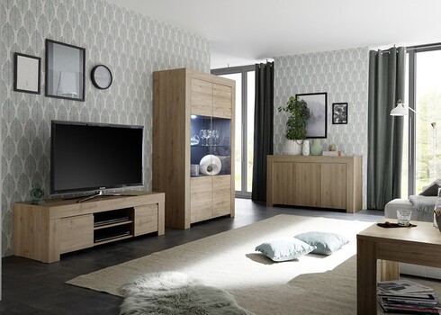 Vitriinkapp FIRENZE tamm Cadiz, 110x42xH186 cm, LED