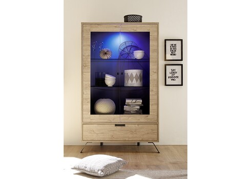 Vitriinkapp PALMA tamm Sherwood, 106x50xH176 cm, LED