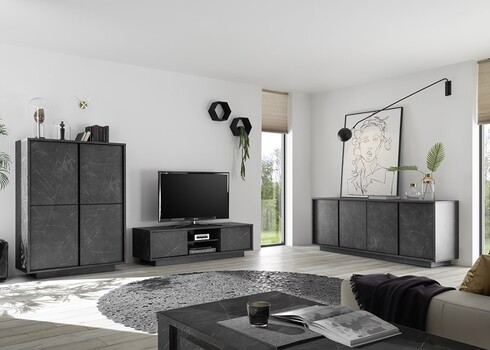 Kummut ICE antratsiit marmor, 180x43xH79 cm