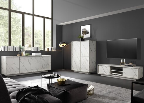 Kummut ICE valge marmor, 180x43xH79 cm