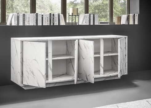 Kummut ICE valge marmor, 180x43xH79 cm