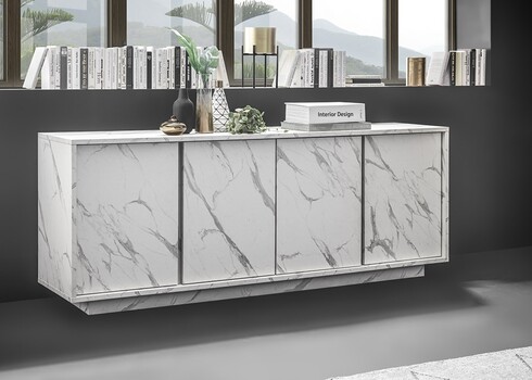 Kummut ICE valge marmor, 180x43xH79 cm