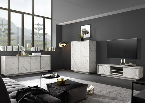 Tv-alus ICE valge marmor, 139x43xH44 cm, LED