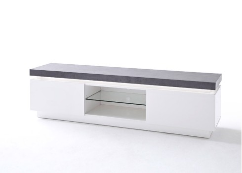Tv-alus ATLANTA valge / hall, 175x40xH48 cm, LED