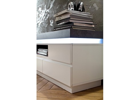 Tv-alus ATLANTA valge / hall, 175x40xH48 cm, LED