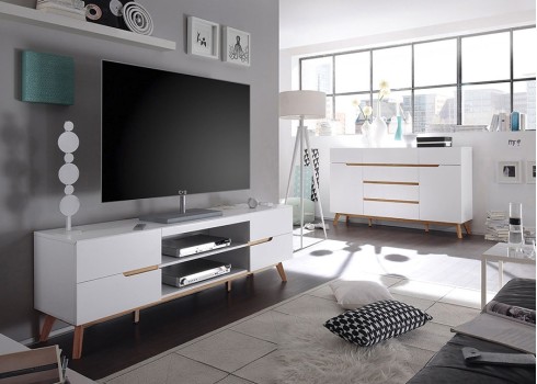 Tv-alus CERVO valge / tamm, 169x40xH56 cm