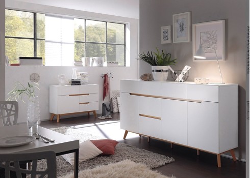 Kummut CERVO valge / tamm, 97x40xH76 cm