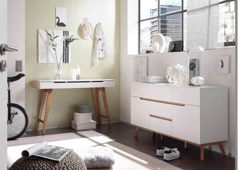 Kummut CERVO valge / tamm, 145x40xH76 cm