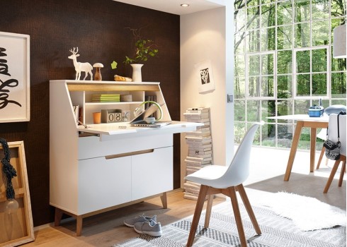 Bürookapp CERVO valge / tamm, 97x40x113 cm