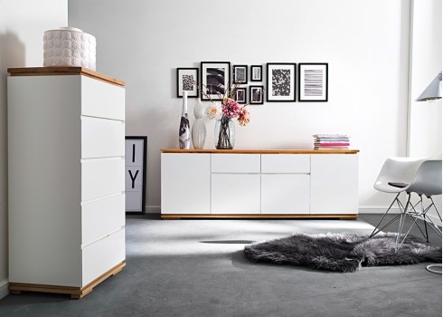 Kummut CHIARO valge / tamm, 51x40xH115 cm