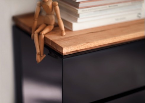 Kummut CHIARO must läige / tamm, 172x40xH81 cm