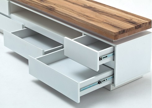 Tv-alus ROMINA valge / tamm, 175x40xH49 cm, LED