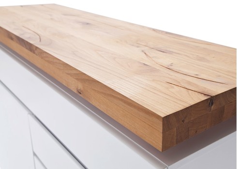 Kummut ROMINA valge / tamm, 150x40xH81 cm, LED