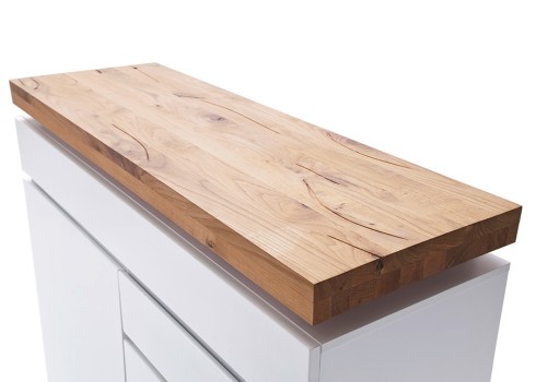 Kummut ROMINA valge / tamm, 120x40xH114 cm, LED