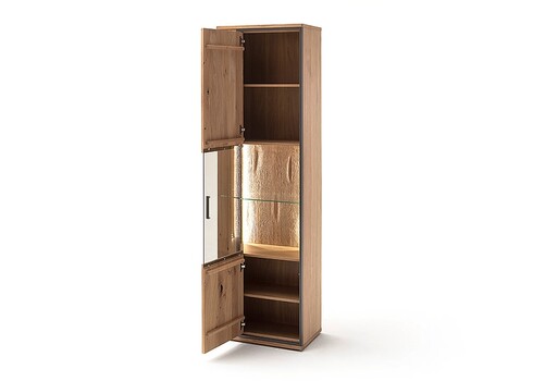 Vitriinkapp CAMPINAS tamm Bianco, 60x37xH209 cm, LED