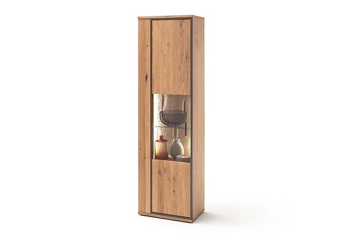 Vitriinkapp CAMPINAS tamm Bianco, 60x37xH209 cm, LED