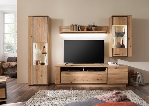 Vitriinkapp CAMPINAS tamm Bianco, 60x37xH209 cm, LED