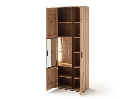 Vitriinkapp CAMPINAS tamm Bianco, 93x37xH209 cm, LED