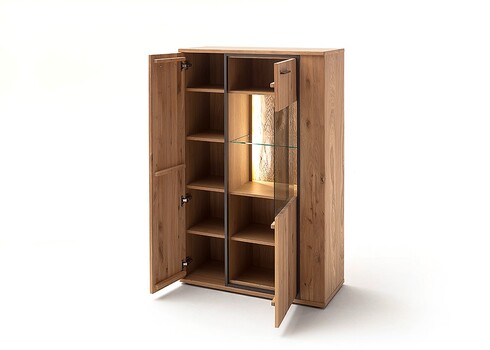 Vitriinkapp CAMPINAS tamm Bianco, 90x37xH142 cm, LED