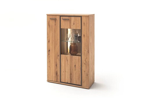 Vitriinkapp CAMPINAS tamm Bianco, 90x37xH142 cm, LED