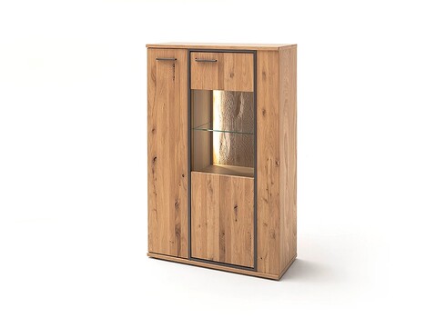 Vitriinkapp CAMPINAS tamm Bianco, 90x37xH142 cm, LED