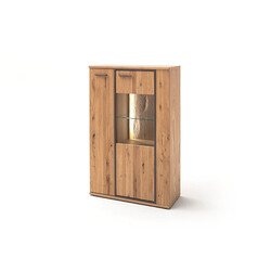 Vitriinkapp CAMPINAS tamm Bianco, 90x37xH142 cm, LED