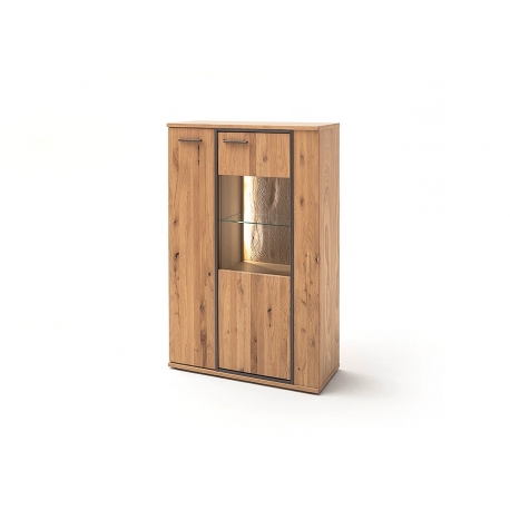 Vitriinkapp CAMPINAS tamm Bianco, 90x37xH142 cm, LED