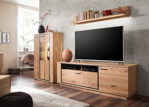 Vitriinkapp CAMPINAS tamm Bianco, 90x37xH142 cm, LED