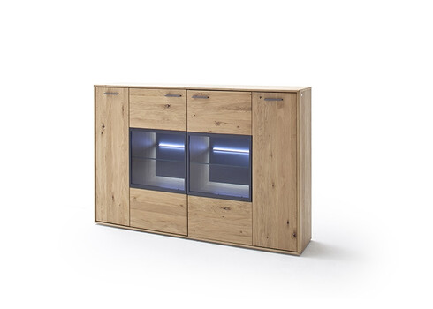 Kummut PORTLAND tamm Bianco, 184x37xH123 cm, LED