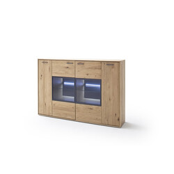 Kummut PORTLAND tamm Bianco, 184x37xH123 cm, LED