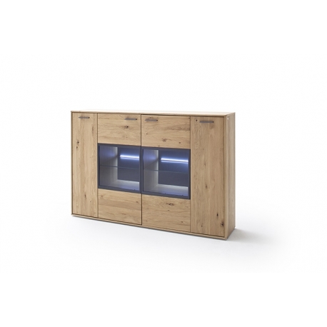 Kummut PORTLAND tamm Bianco, 184x37xH123 cm, LED