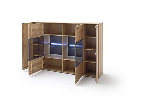 Kummut PORTLAND tamm Bianco, 184x37xH123 cm, LED