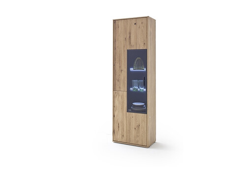 Vitriinkapp PORTLAND tamm Bianco, 64x37xH207 cm, LED