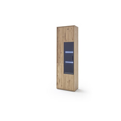 Vitriinkapp PORTLAND tamm Bianco, 64x37xH207 cm, LED