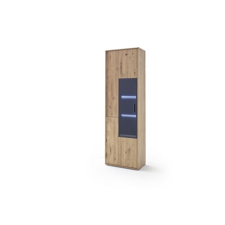 Vitriinkapp PORTLAND tamm Bianco, 64x37xH207 cm, LED