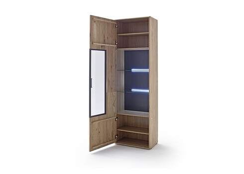 Vitriinkapp PORTLAND tamm Bianco, 64x37xH207 cm, LED