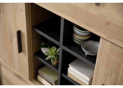 Kummut PORTLAND tamm Bianco, 104x37xH123 cm, LED