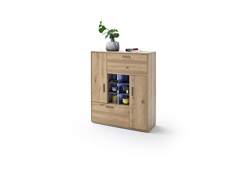 Kummut PORTLAND tamm Bianco, 104x37xH123 cm, LED