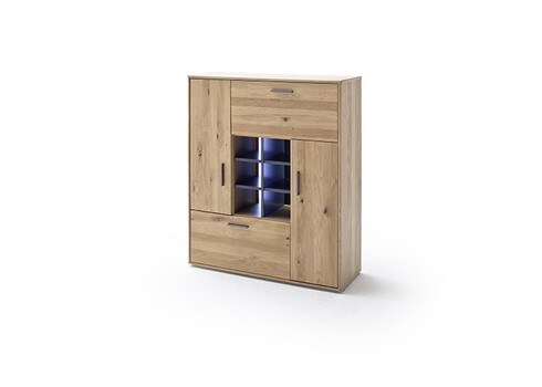 Kummut PORTLAND tamm Bianco, 104x37xH123 cm, LED