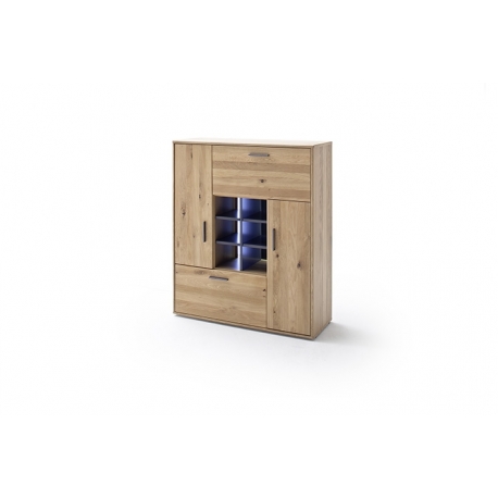 Kummut PORTLAND tamm Bianco, 104x37xH123 cm, LED