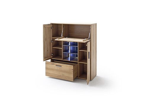 Kummut PORTLAND tamm Bianco, 104x37xH123 cm, LED