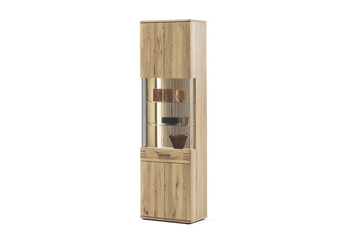 Vitriinkapp SALVADOR tamm Bianco, 60x37xH208 cm, LED