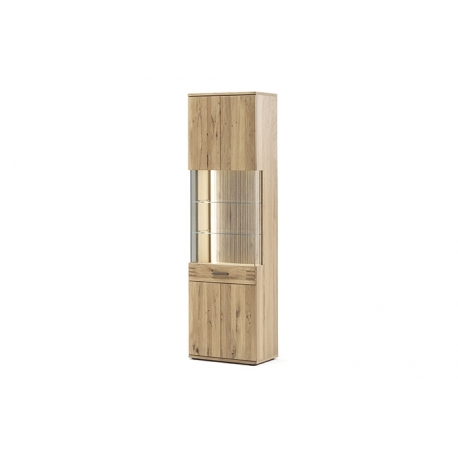 Vitriinkapp SALVADOR tamm Bianco, 60x37xH208 cm, LED
