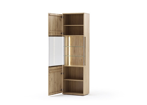 Vitriinkapp SALVADOR tamm Bianco, 60x37xH208 cm, LED