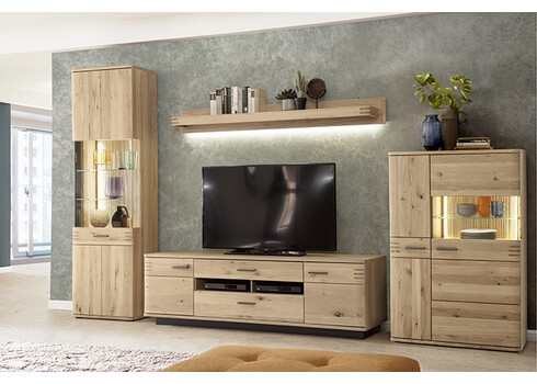 Vitriinkapp SALVADOR tamm Bianco, 60x37xH208 cm, LED