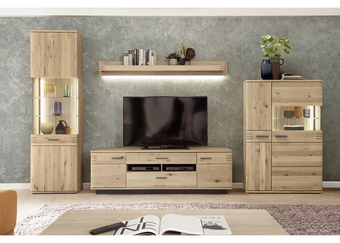 Vitriinkapp SALVADOR tamm Bianco, 60x37xH208 cm, LED