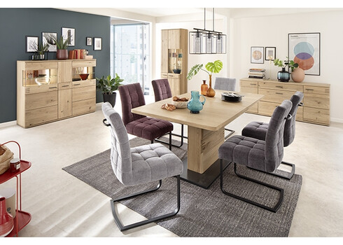 Vitriinkapp SALVADOR tamm Bianco, 75x37xH208 cm, LED