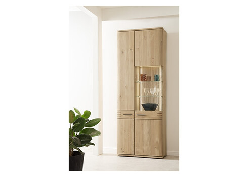 Vitriinkapp SALVADOR tamm Bianco, 75x37xH208 cm, LED