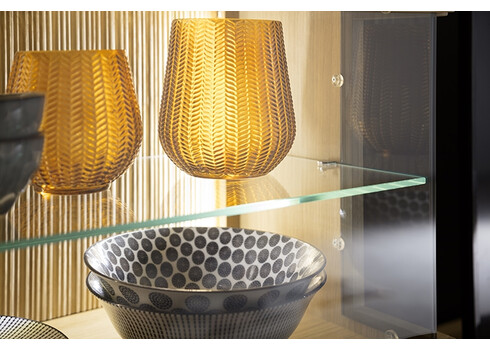 Vitriinkapp SALVADOR tamm Bianco, 75x37xH208 cm, LED