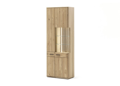 Vitriinkapp SALVADOR tamm Bianco, 75x37xH208 cm, LED
